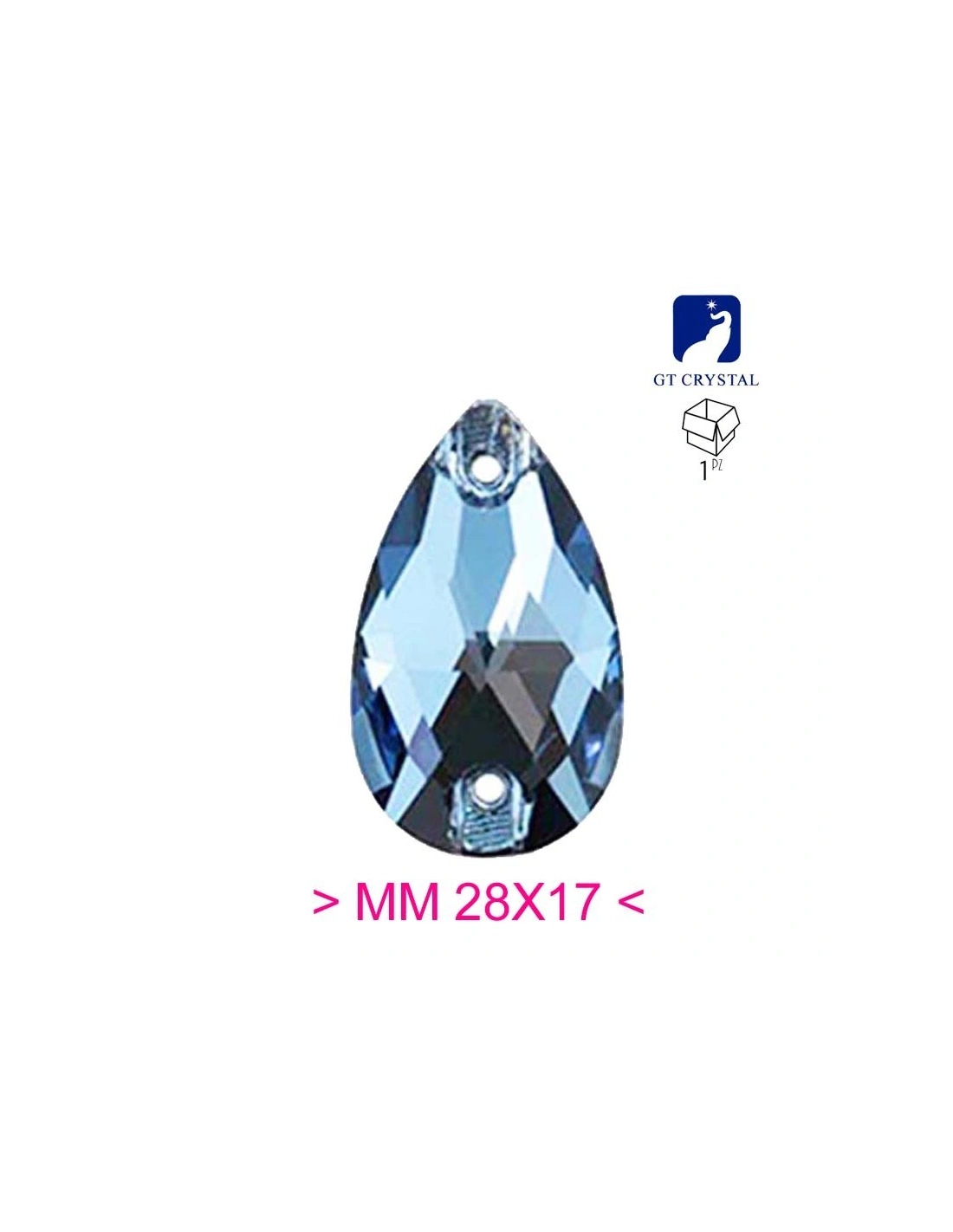 Stone Drop mm 28x17 Aquamarine - 1PC - Stone to be sewn all crystal