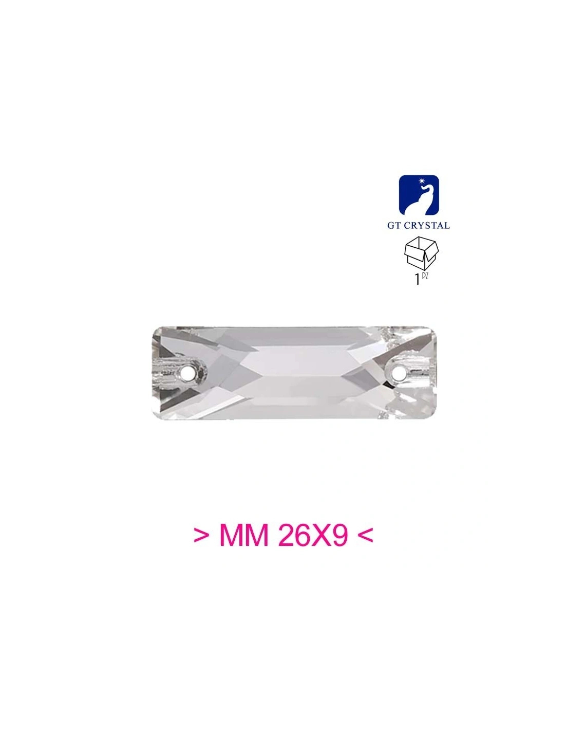 Pietra da Cucire in Cristallo GT Crystal Baguette mm 26x9 Crystal - 1PZ