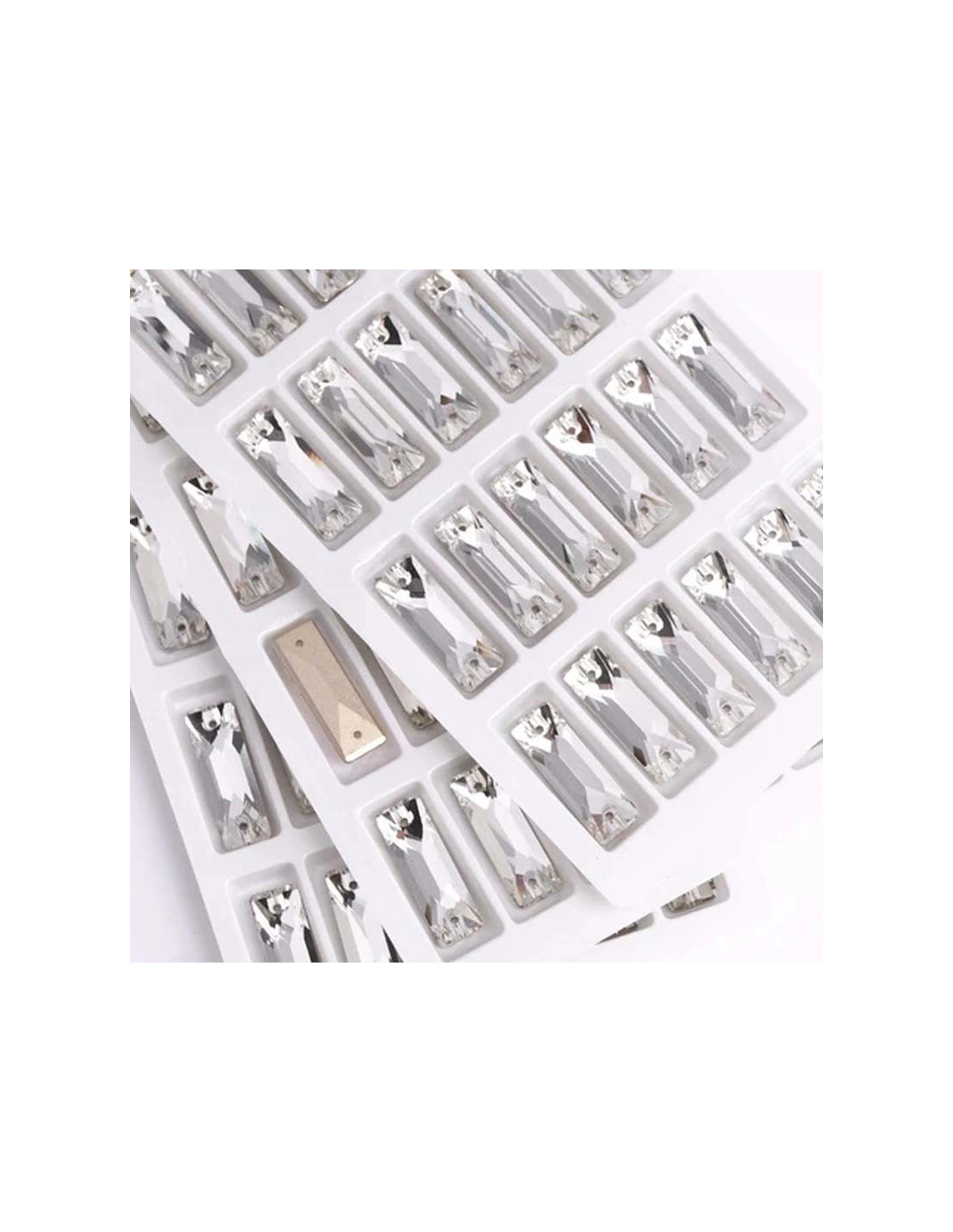 Stone Baguette mm 26x9 Crystal AB - 1 PC - Stone to be sewn all crystal