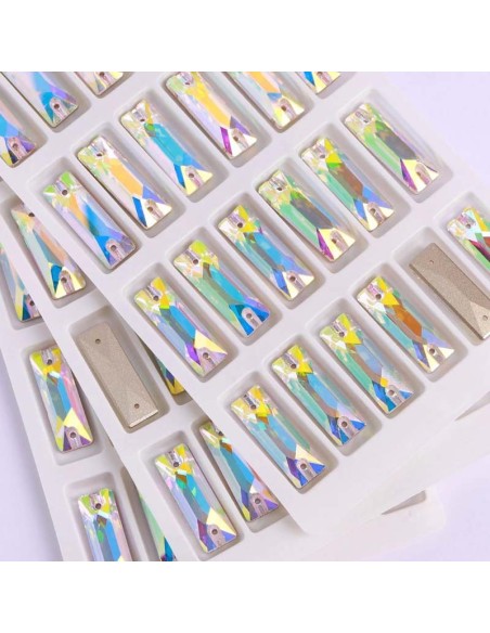 Stone Baguette mm 18x6 Crystal AB - 1PC - Stone to be sewn all crystal