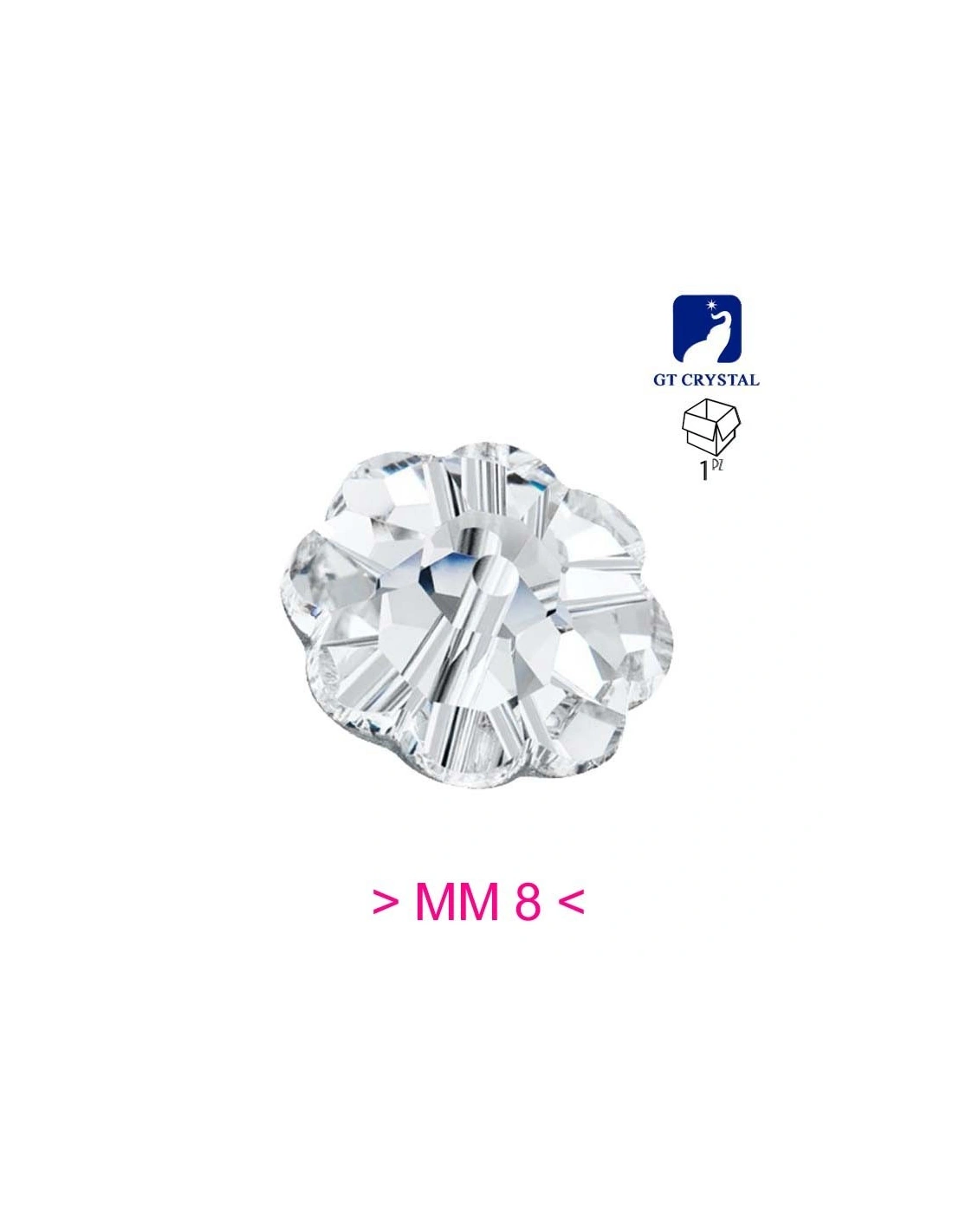 Stone Flower 8 mm Crystal - 1PC - Stone to be sewn all crystal