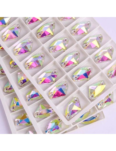 Stone Galactic mm 19x12 Crystal AB - 1PC - Stone to be sewn all crystal