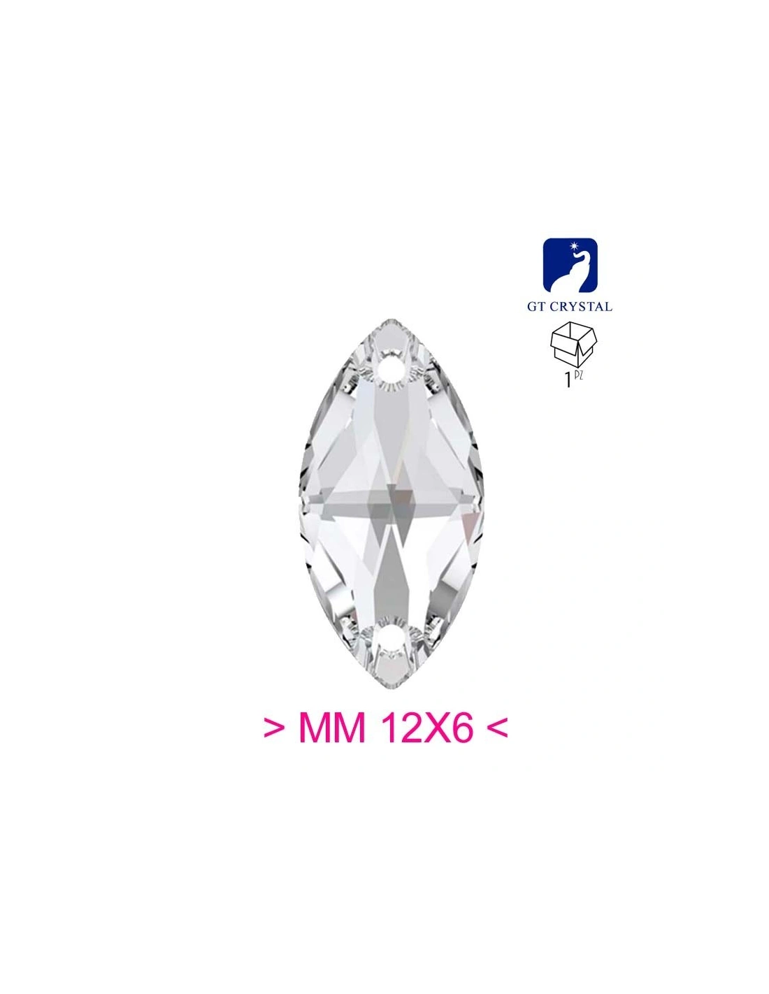 Stone Shuttle 12x6 mm Crystal - 1PC - Stone to be sewn all crystal
