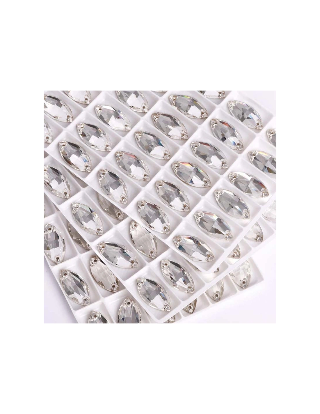 Stone Shuttle 12x6 mm Crystal - 1PC - Stone to be sewn all crystal