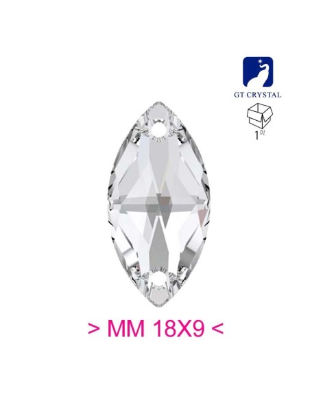 Stone Shuttle 18x9 mm Crystal - 1PC - Stone to be sewn all crystal