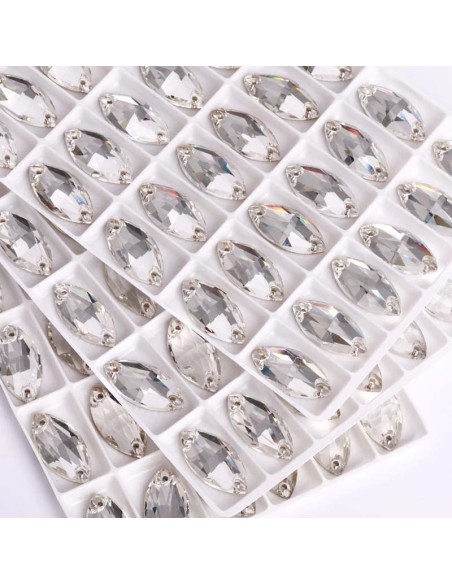 Stone Shuttle 18x9 mm Crystal - 1PC - Stone to be sewn all crystal
