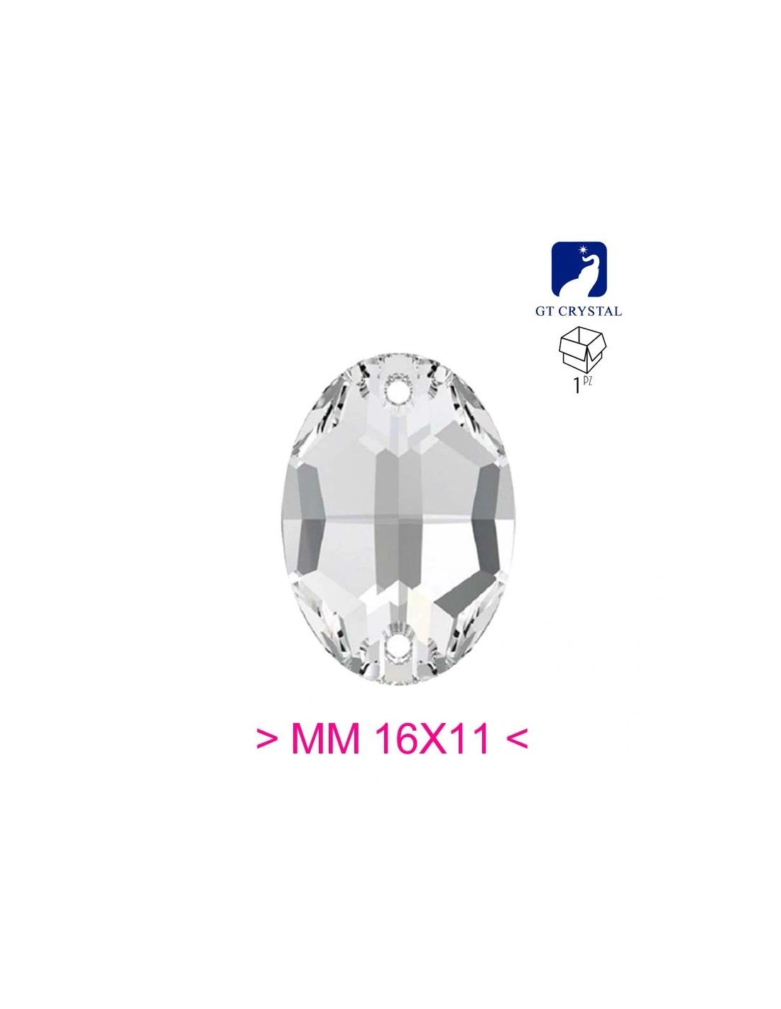 Stone Oval 16x11 mm Crystal - 1PC - Stone to be sewn all crystal
