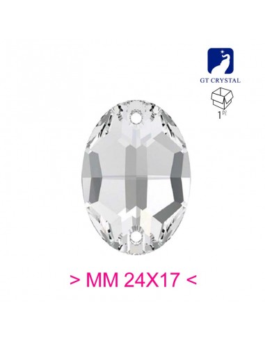 Pietra Ovale mm 24x17 Crystal - 1PZ - Pietre da cucire tutto cristallo