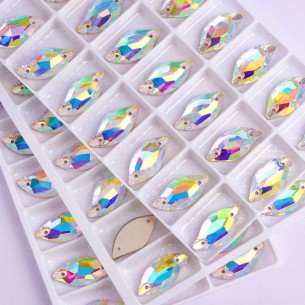 Pietra da Cucire in Cristallo GT Crystal Curve mm 30x14 Crystal AB - 1PZ 2