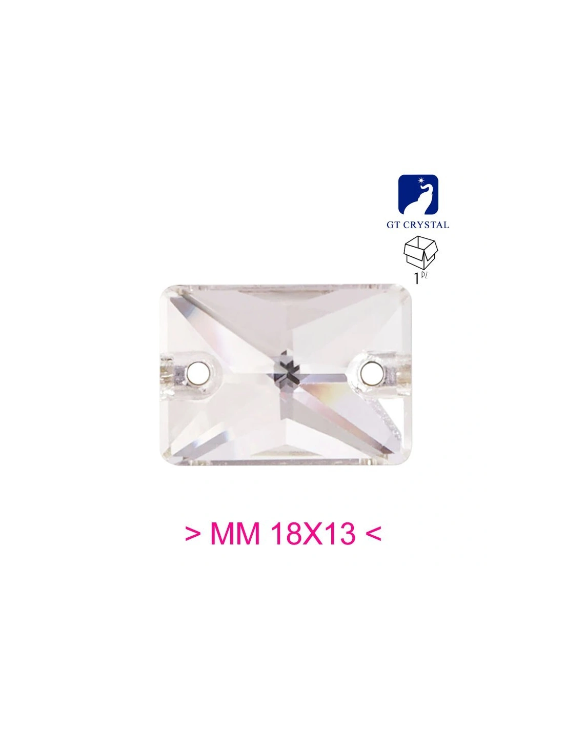 Stone Rectangle 18x13 mm Crystal - 1PC - Stone to be sewn all crystal