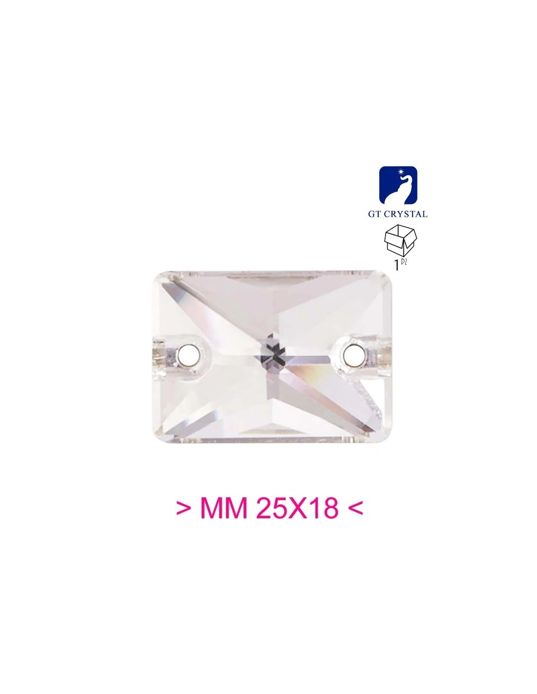 Stone Rectangle 25x18 mm Crystal - 1PC - Stone to be sewn all crystal