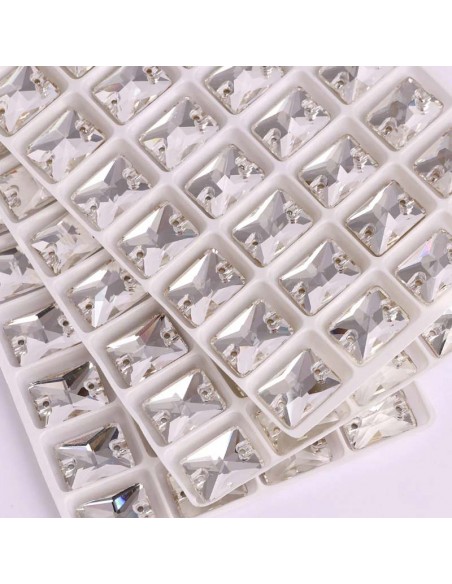 Pietra da Cucire in Cristallo GT Crystal Rettangolo mm 25x18 Crystal - 1PZ Pietra da Cucire in Cristallo GT Crystal Rettangolo mm 25x18 Crystal - 1PZ