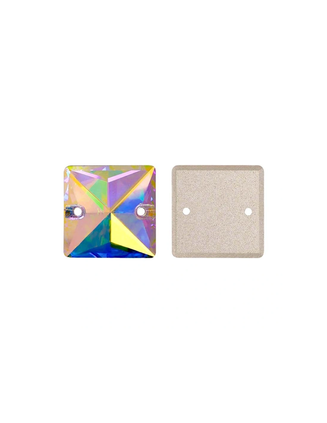 Stone Square mm 14 Crystal AB- 1PC - Stone to be sewn all crystal