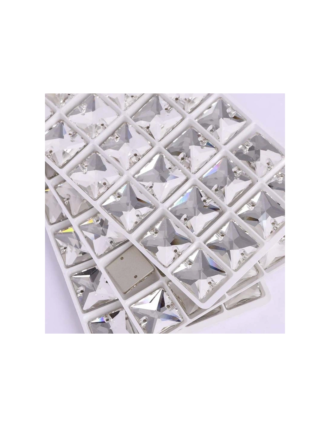 Stone Square mm 16 Crystal  - 1PC - Stone to be sewn all crystal