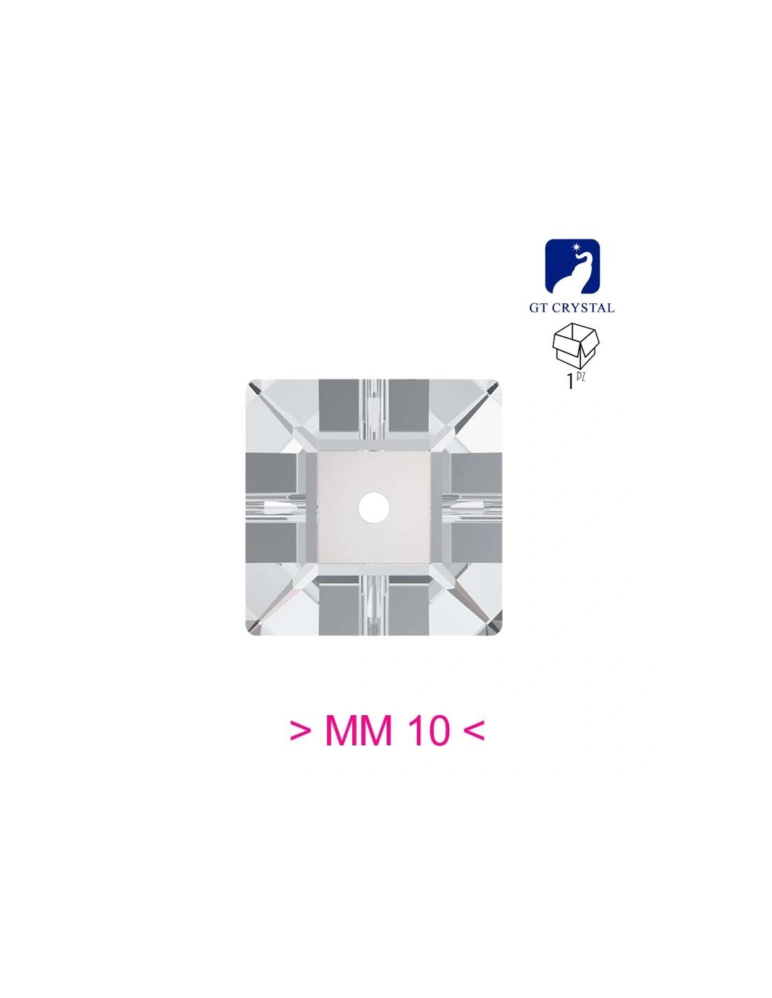 Stone Square mm 10 Crystal - 1PC - Stone to be sewn all crystal