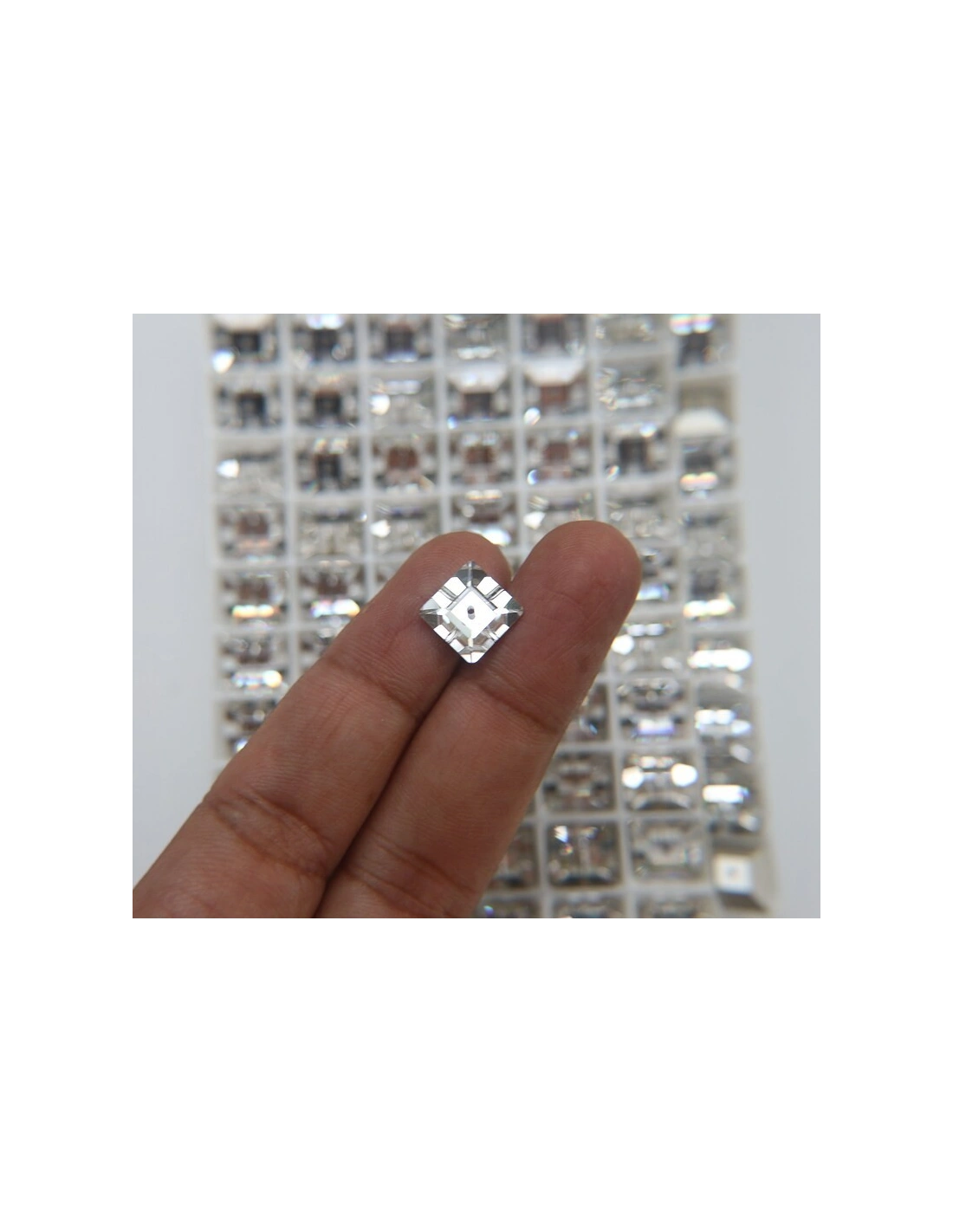 Stone Square mm 10 Crystal - 1PC - Stone to be sewn all crystal