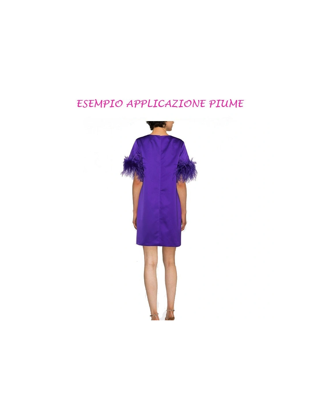 Frange da cucire Piume di Struzzo Viola Melenzana pacco - 1MT.