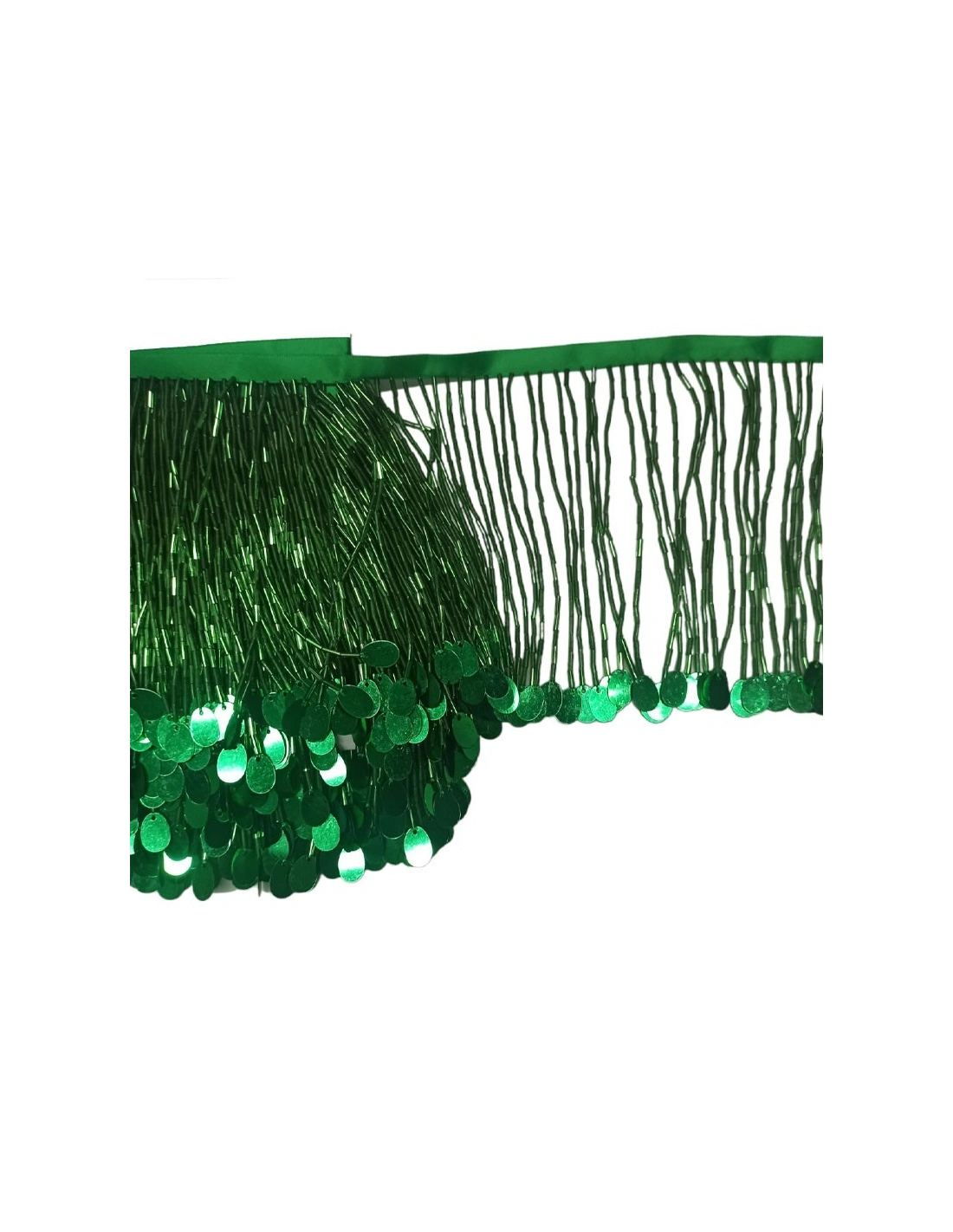 Frange da cucire a Cannette e Paillettes Emerald pacco - 1MT.