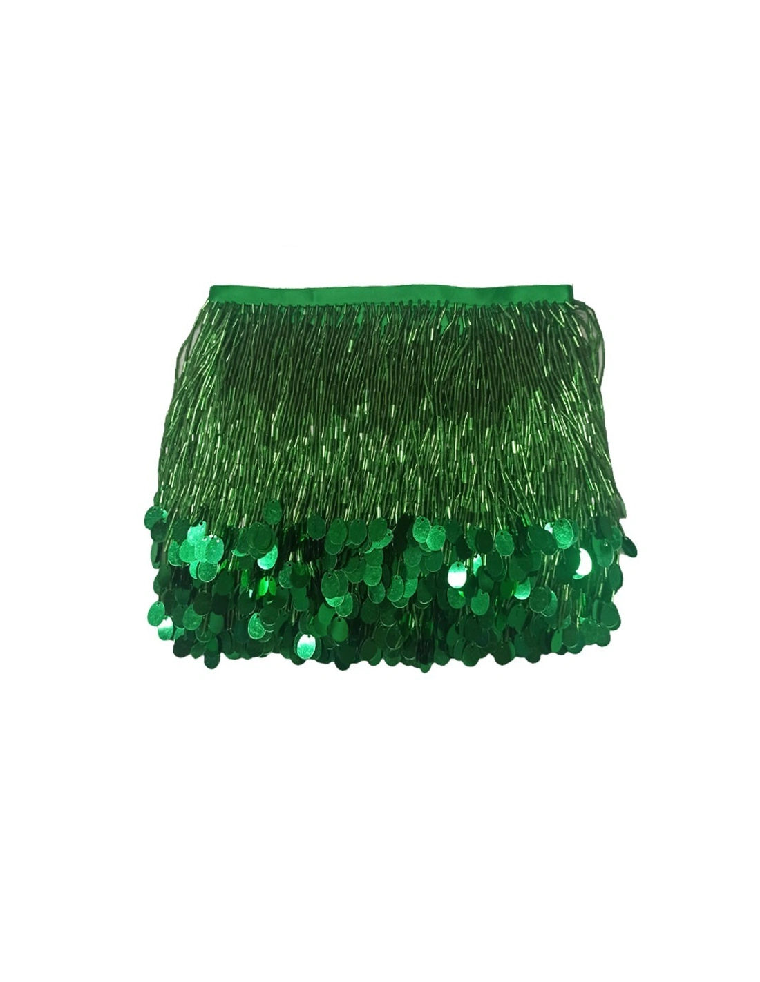 Frange da cucire a Cannette e Paillettes Emerald pacco - 1MT.