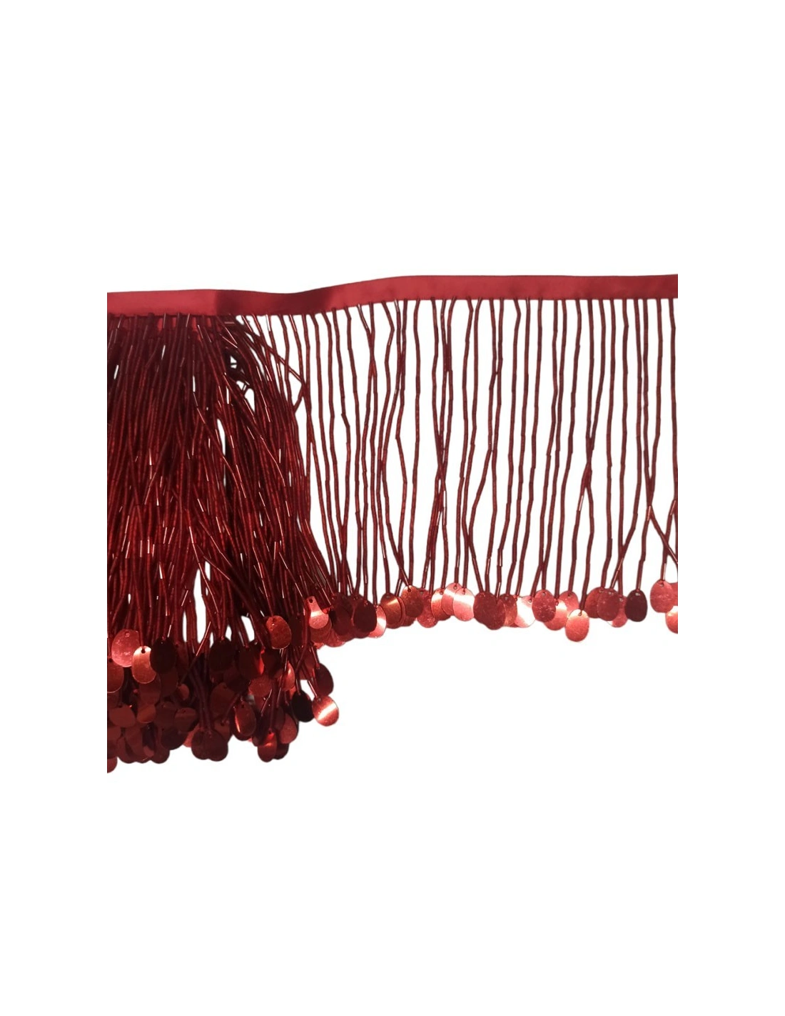 Frange da cucire a Cannette e Paillettes Rosso pacco - 1MT.