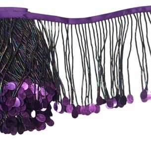 Frange da cucire a Cannette e Paillettes Viola AB pacco - 1MT. 2