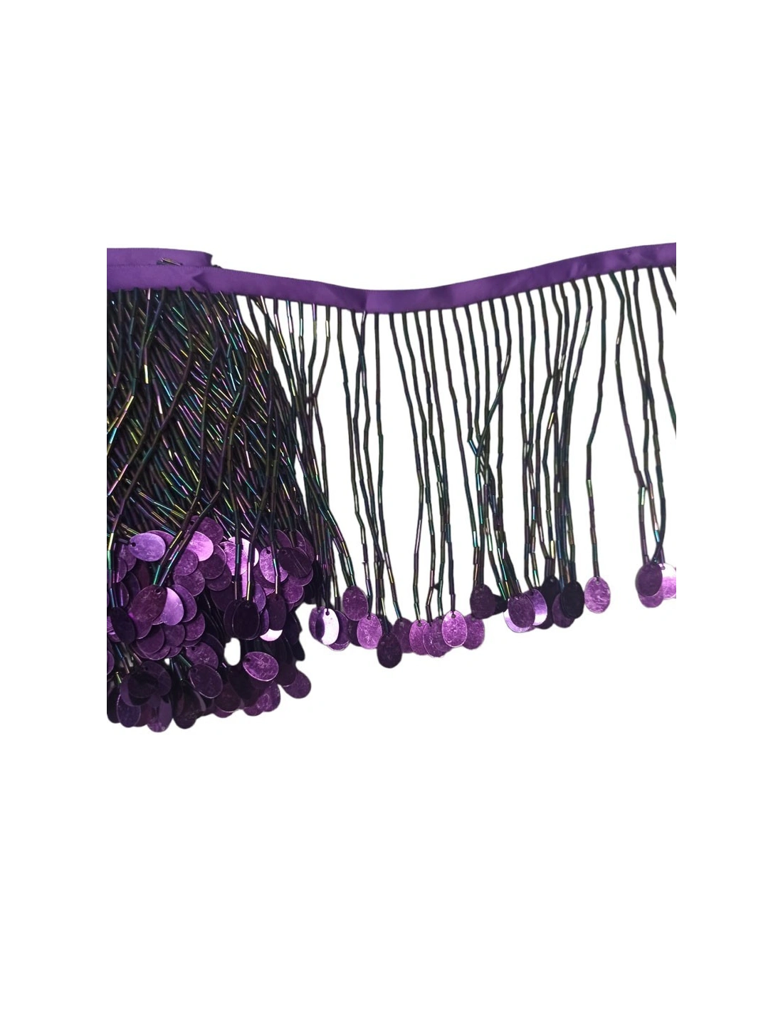 Frange da cucire a Cannette e Paillettes Viola AB pacco - 1MT.