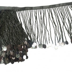 Frangia da cucire a Cannette e Paillettes Hematite pacco - 1MT. 2
