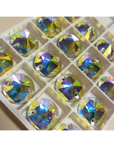Stone Round mm 10 Crystal AB- 1PC - Stone to be sewn all crystal