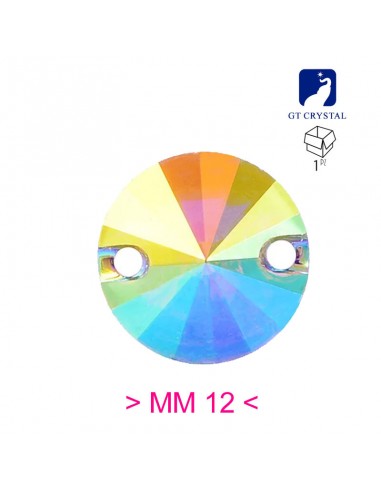 Pietra da Cucire in Cristallo GT Crystal Tondo mm 12 Crystal AB - 1PZ Pietra da Cucire in Cristallo GT Crystal Tondo mm 12 Crystal AB - 1PZ