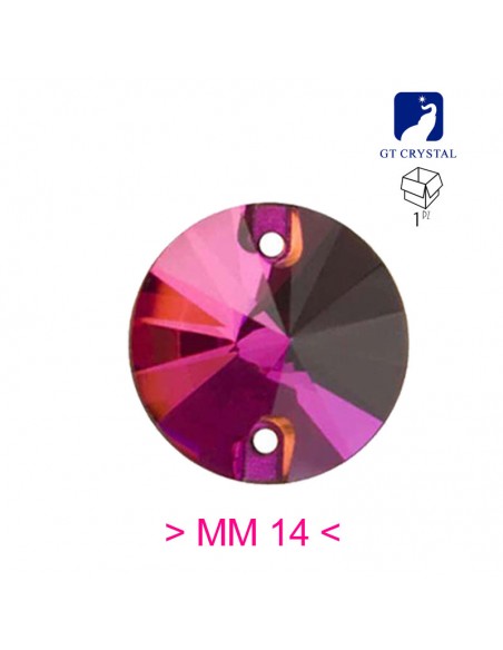 Pietra da Cucire in Cristallo GT Crystal Tondo mm 14 Fuchsia - 1PZ Pietra da Cucire in Cristallo GT Crystal Tondo mm 14 Fuchsia - 1PZ