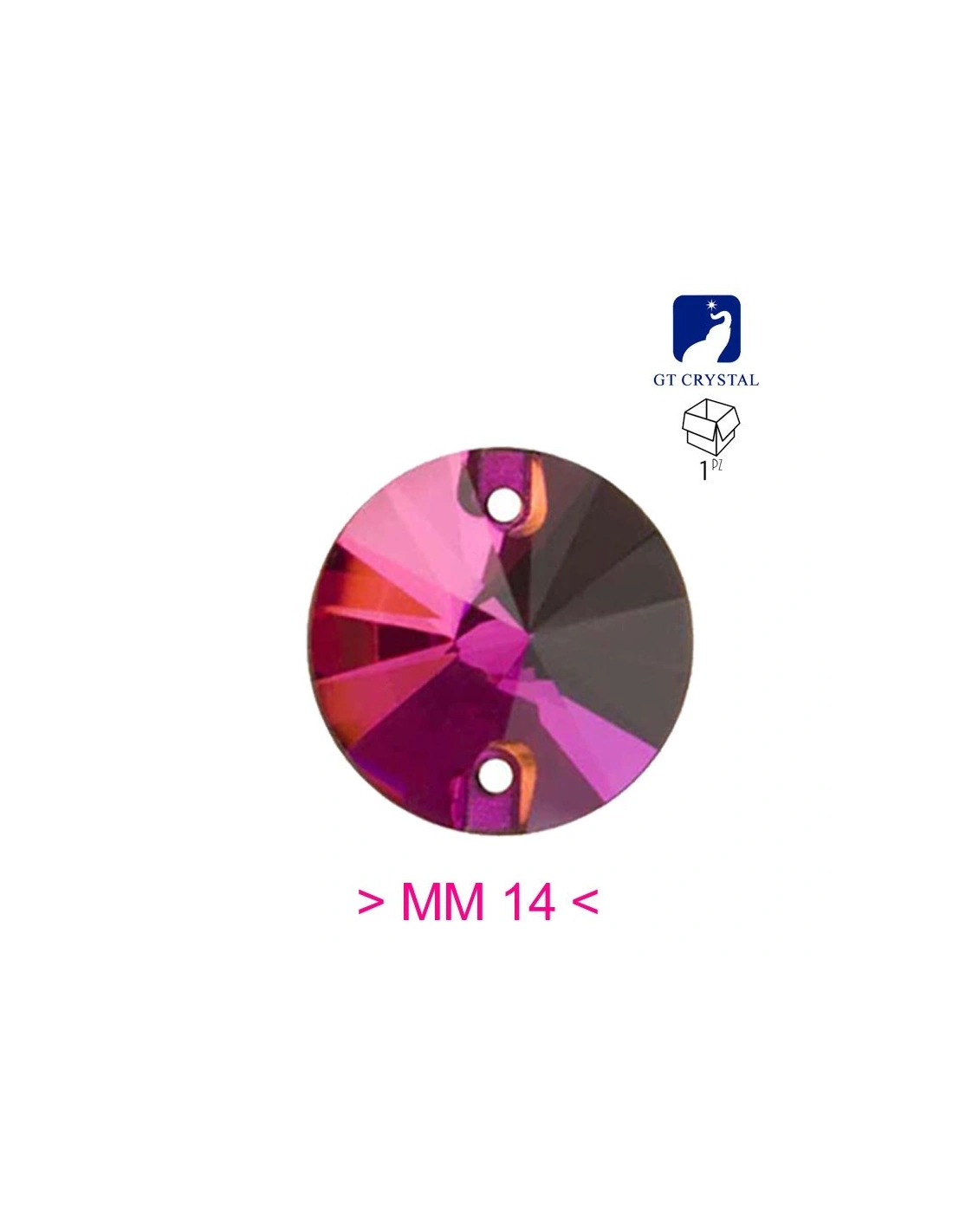 Stone Round mm 14 Fuchsia- 1PC - Stone to be sewn all crystal