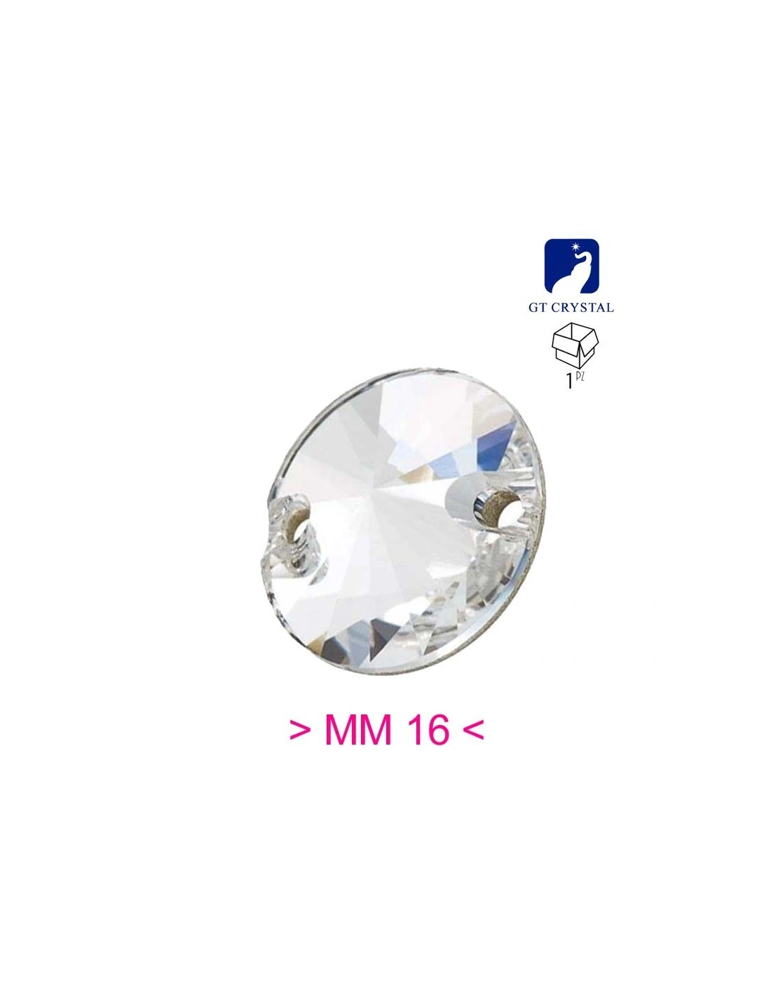 Pietra da Cucire in Cristallo GT Crystal Tondo mm 16 Crystal - 1PZ