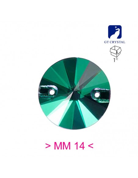 Pietra da Cucire in Cristallo GT Crystal Tondo mm 14 Emerald - 1PZ Pietra da Cucire in Cristallo GT Crystal Tondo mm 14 Emerald - 1PZ