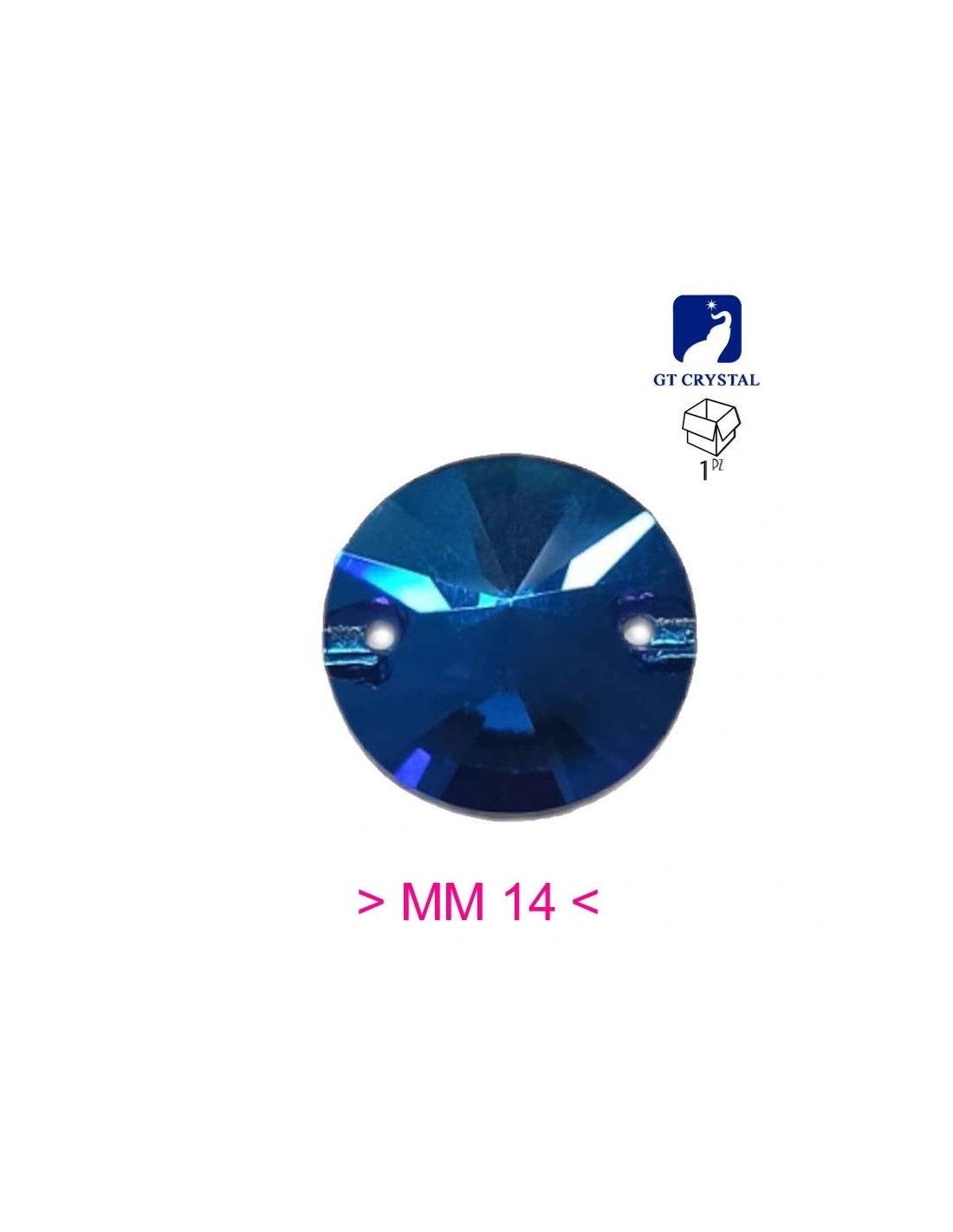 Pietra da Cucire in Cristallo GT Crystal Tondo mm 14 Capri Blu - 1PZ