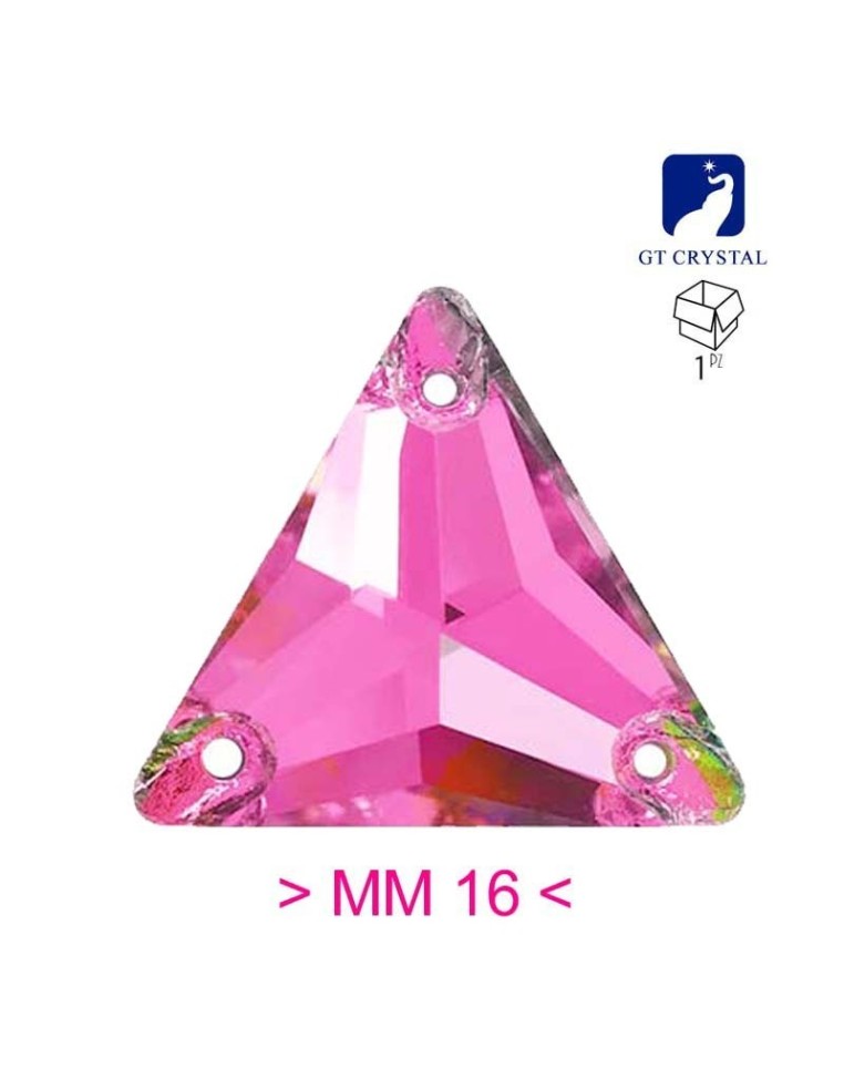 Pietra da Cucire in Cristallo GT Crystal Triangolo mm 16 Rose - 1PZ