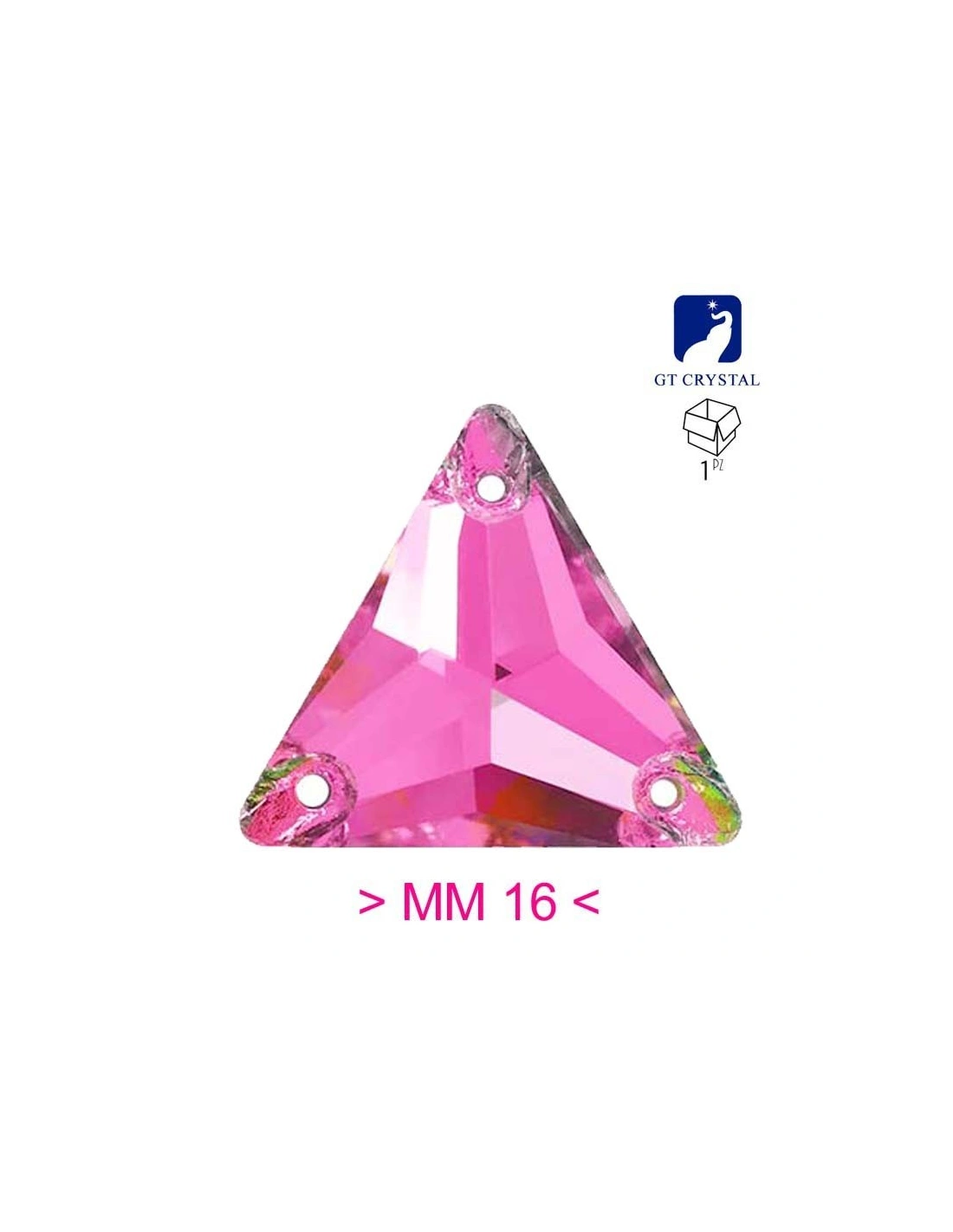 Stone Triangle mm 16 Hematite - 1PC - Stone to be sewn all crystal
