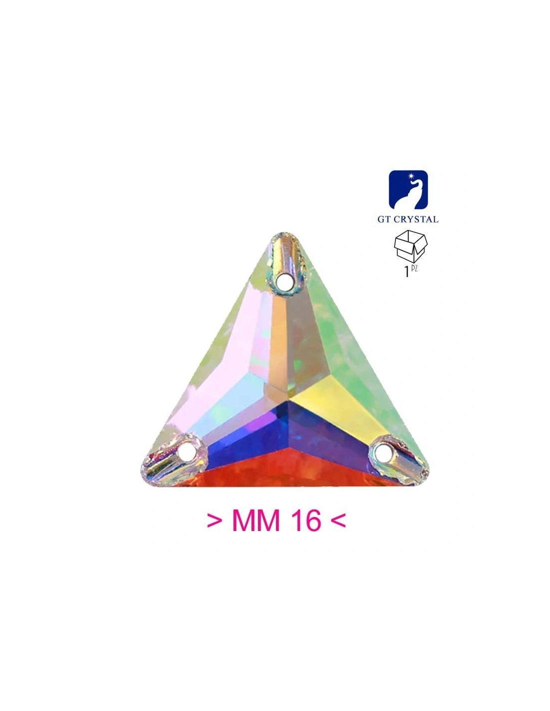 Pietra da Cucire in Cristallo GT Crystal Triangolo mm 16 Crystal AB - 1PZ