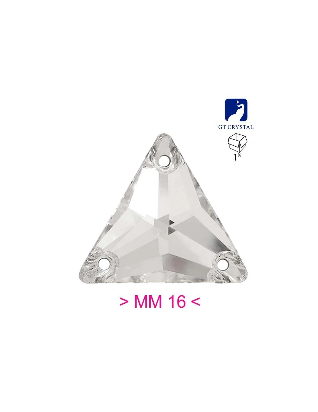 Stone Triangle mm 16 Crystal - 1PC - Stone to be sewn all crystal