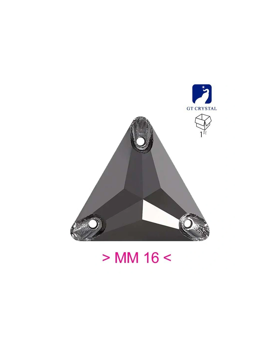 Pietra da Cucire in Cristallo GT Crystal Triangolo mm 16 Jet Hematite - 1PZ