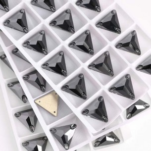 Pietra da Cucire in Cristallo GT Crystal Triangolo mm 16 Jet Hematite - 1PZ 2