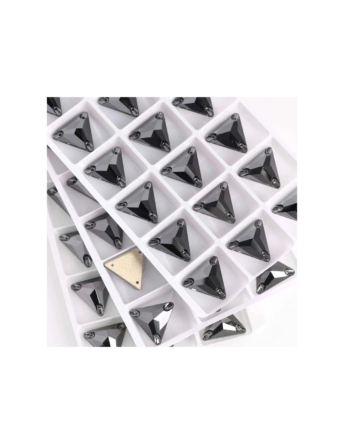 Pietra da Cucire in Cristallo GT Crystal Triangolo mm 16 Jet Hematite - 1PZ