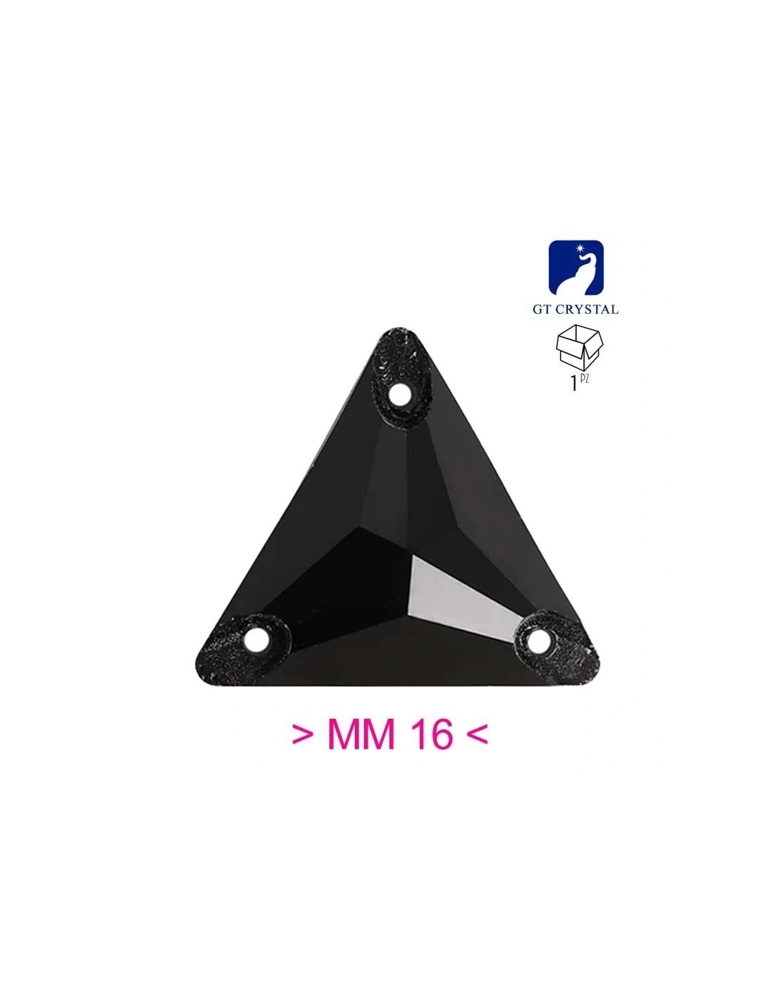 Stone Triangle mm 16 Hematite - 1PC - Stone to be sewn all crystal