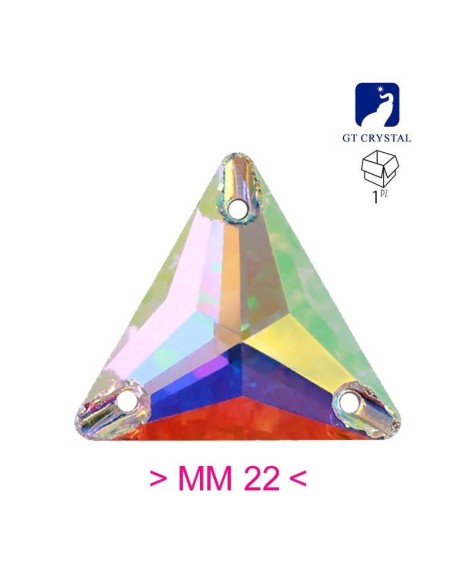 Stone Triangle mm 22 Crystal AB - 1PC - Stone to be sewn all crystal