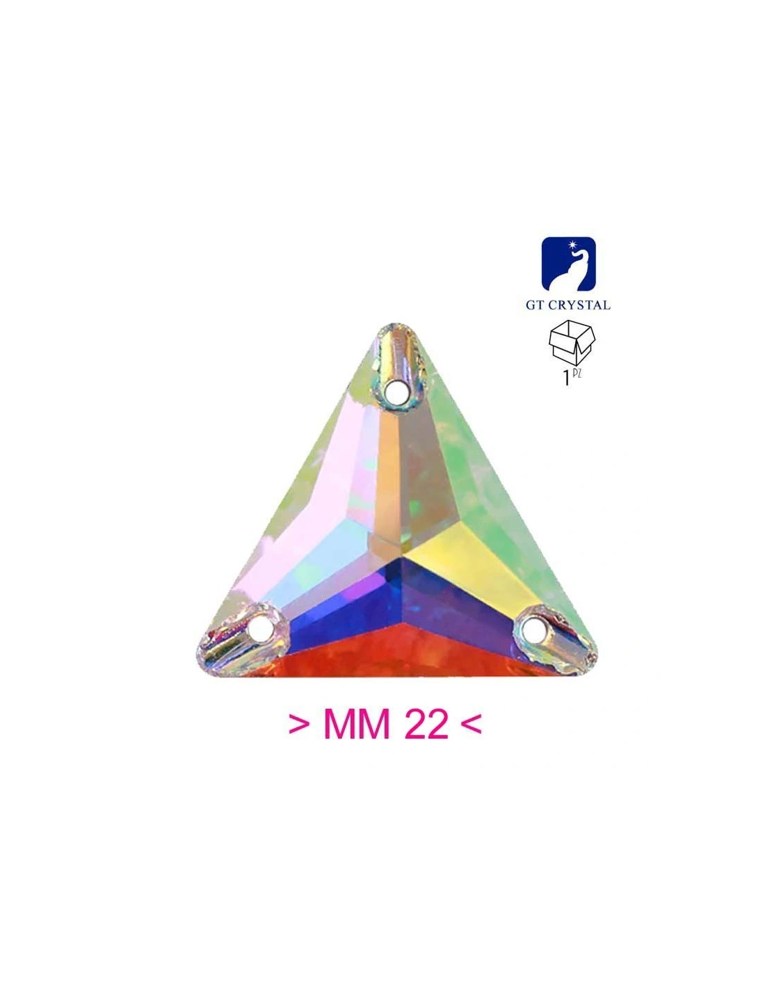 Pietra da Cucire in Cristallo GT Crystal Triangolo mm 22 Crystal AB - 1PZ