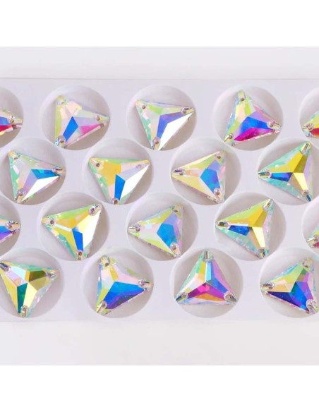Stone Triangle mm 22 Crystal AB - 1PC - Stone to be sewn all crystal