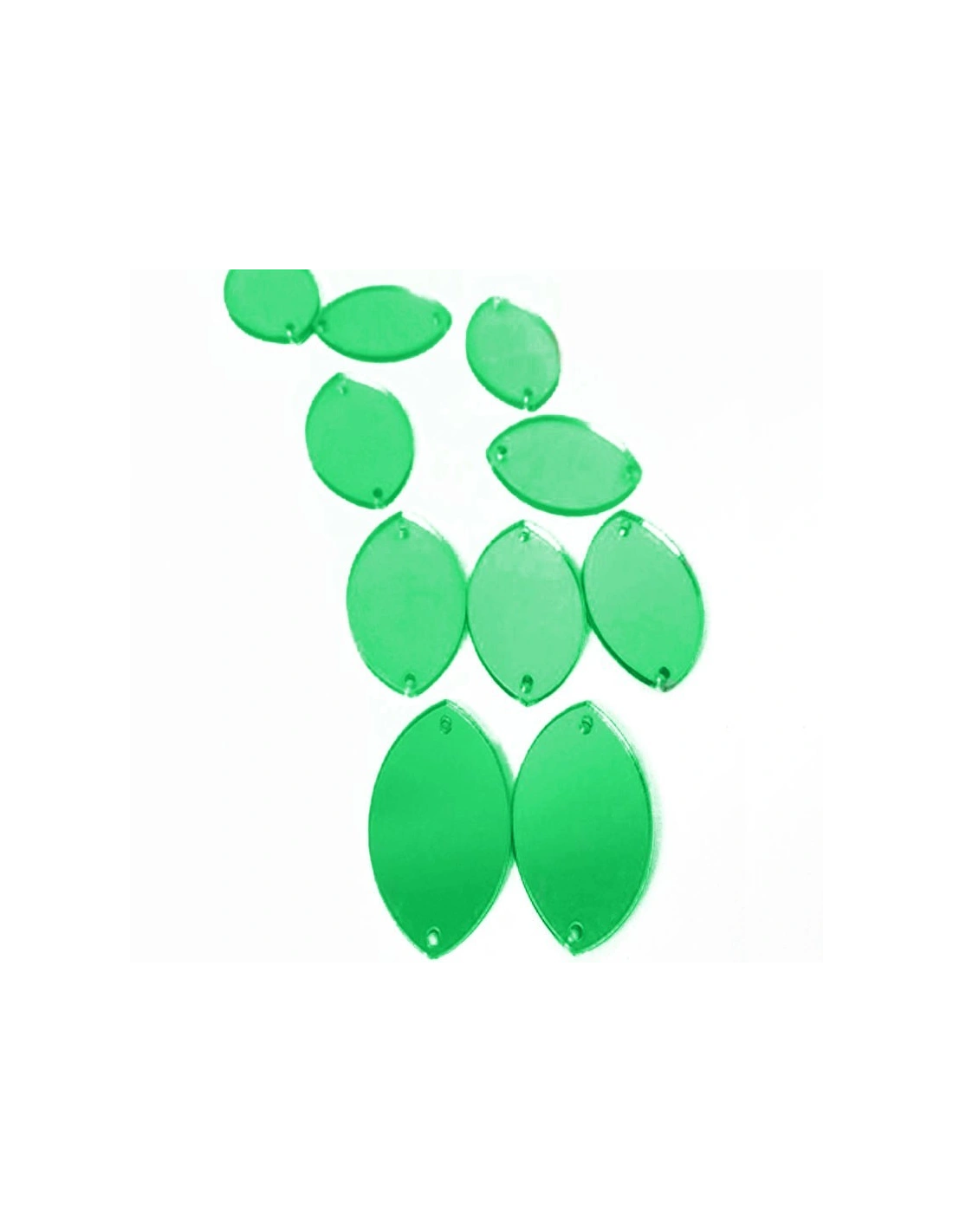Sew on Mirrors Shuttle 15x30 mm Green - 10PZ - Sewing mirrors