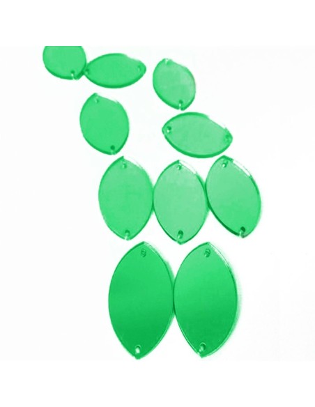 Sew on Mirrors Shuttle 15x30 mm Green - 10PZ - Sewing mirrors