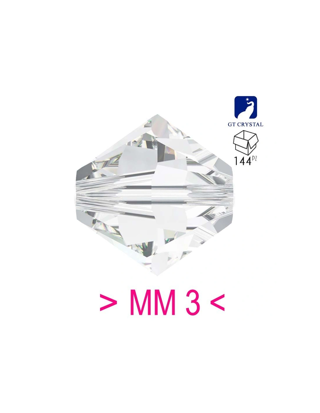 Bicone  Crystal 3mm- 144Pcs - Biconi