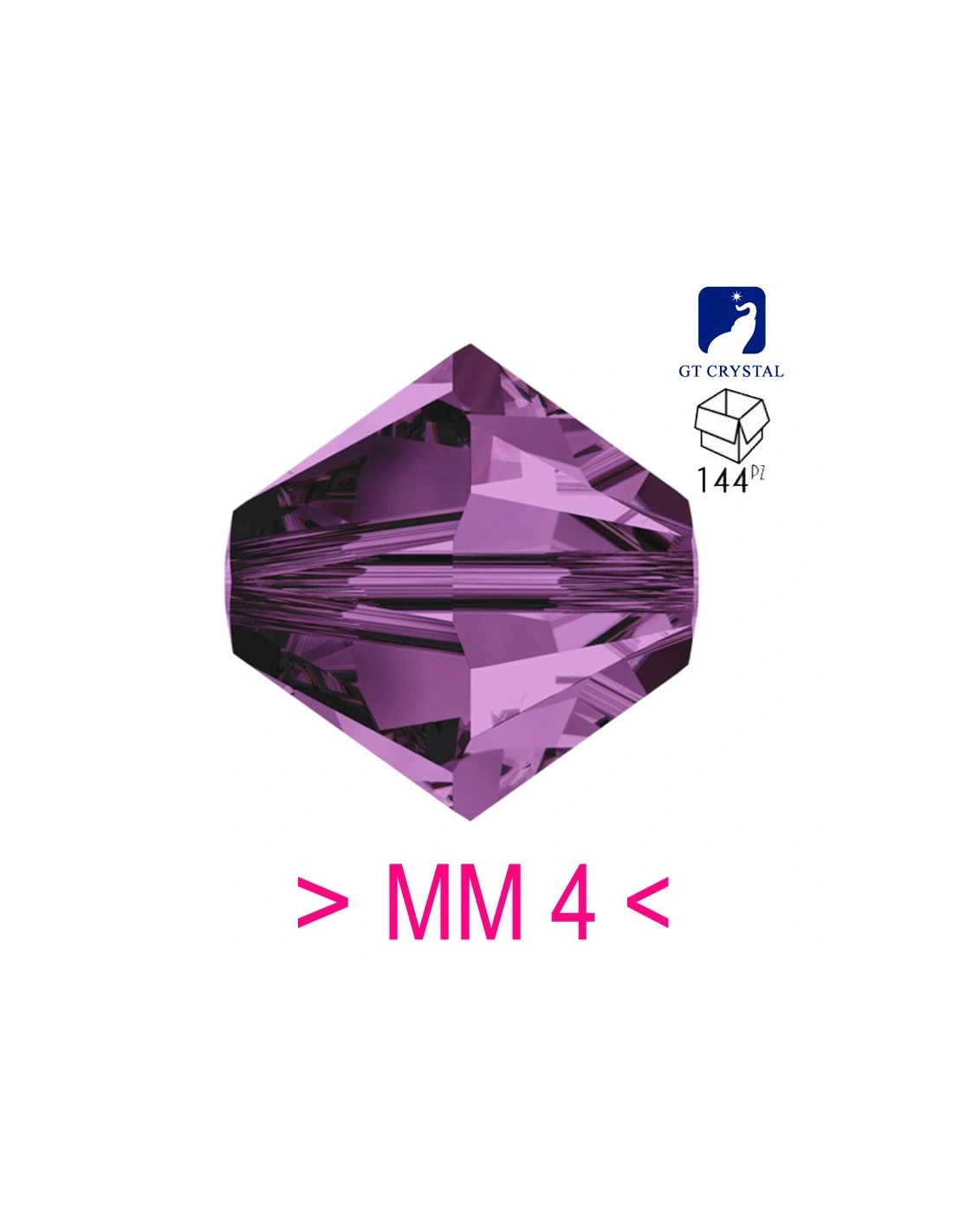Bicone Amethyst 4 mm - 144Pcs - Biconi