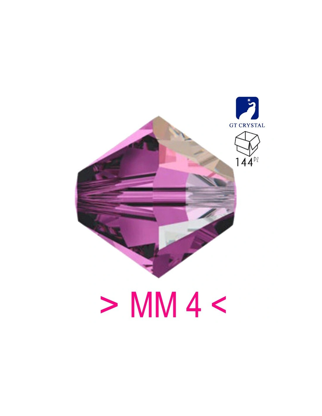 Bicono in Cristallo GT Crystal mm 4 Amethyst AB - 144PZ